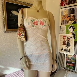 Los Angeles-Based Brand ‘Pretties’ White Floral Embroidered Mini Dress